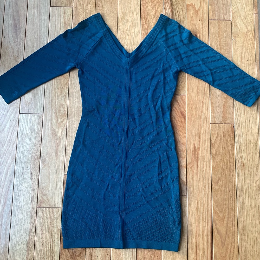 Bebe dark teal v-neck mini dress